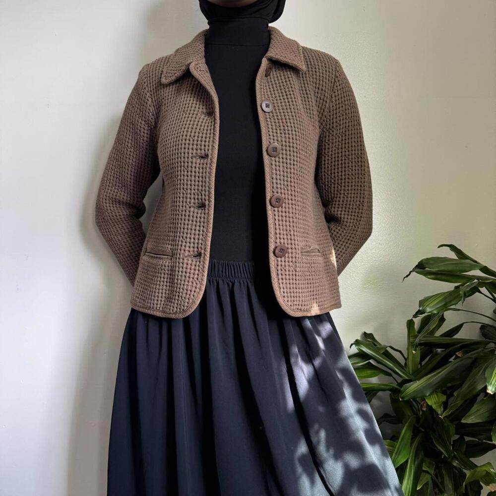 Vintage Brown blazer with button-up‎ front and two front pockets M - Picture 3 of 5